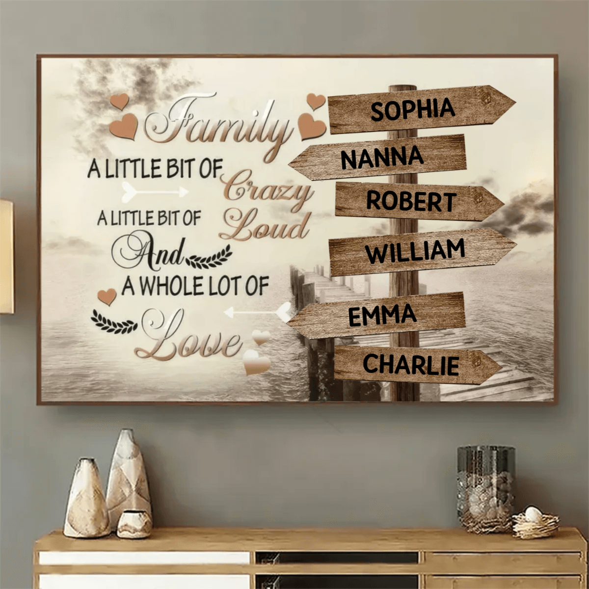 Custom Family Name Sign Canvas - Personalized Wall Art Gift for Mom, Dad, Mother's Day, Father's Day, Home Decor